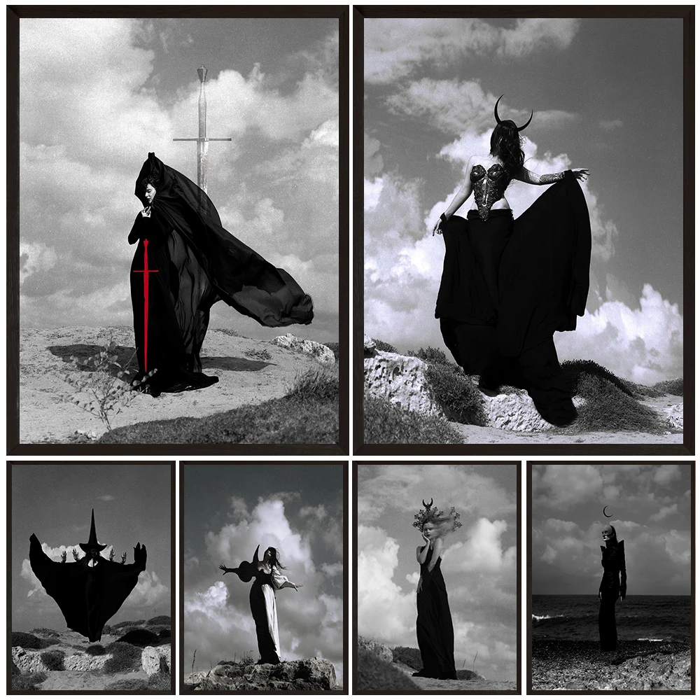 

Black Magic Witch Photography Art Poster And Print,Pagan Witch And Shaman Photo Wall Art,Canvas Painting Home Decor Unframed