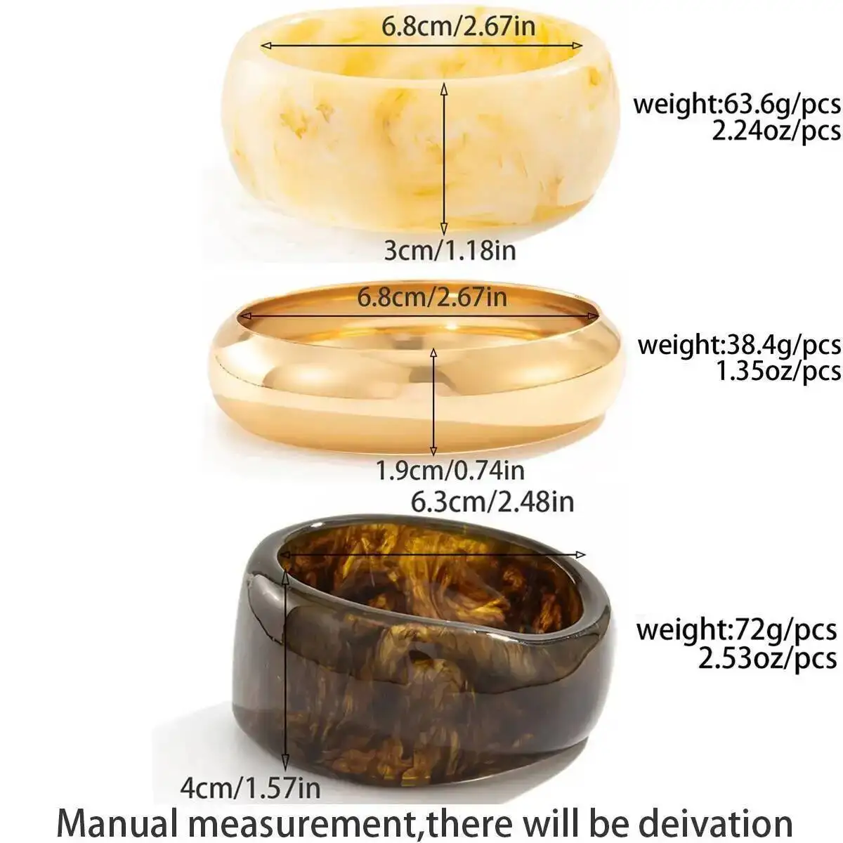 PuRui الشرير 3 نمط Hyperbole سميكة الراتنج واسعة الإسورة سوار المرأة الهيب هوب الإبداعية الهندسة التراص أساور Steampunk مجوهرات