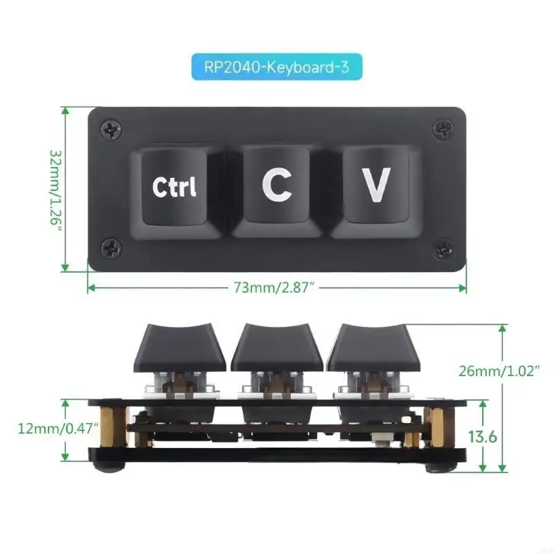 Keyboard Copy Pastes Ctrl C/V Programmable Mini Keypad RP2040 Control Chip