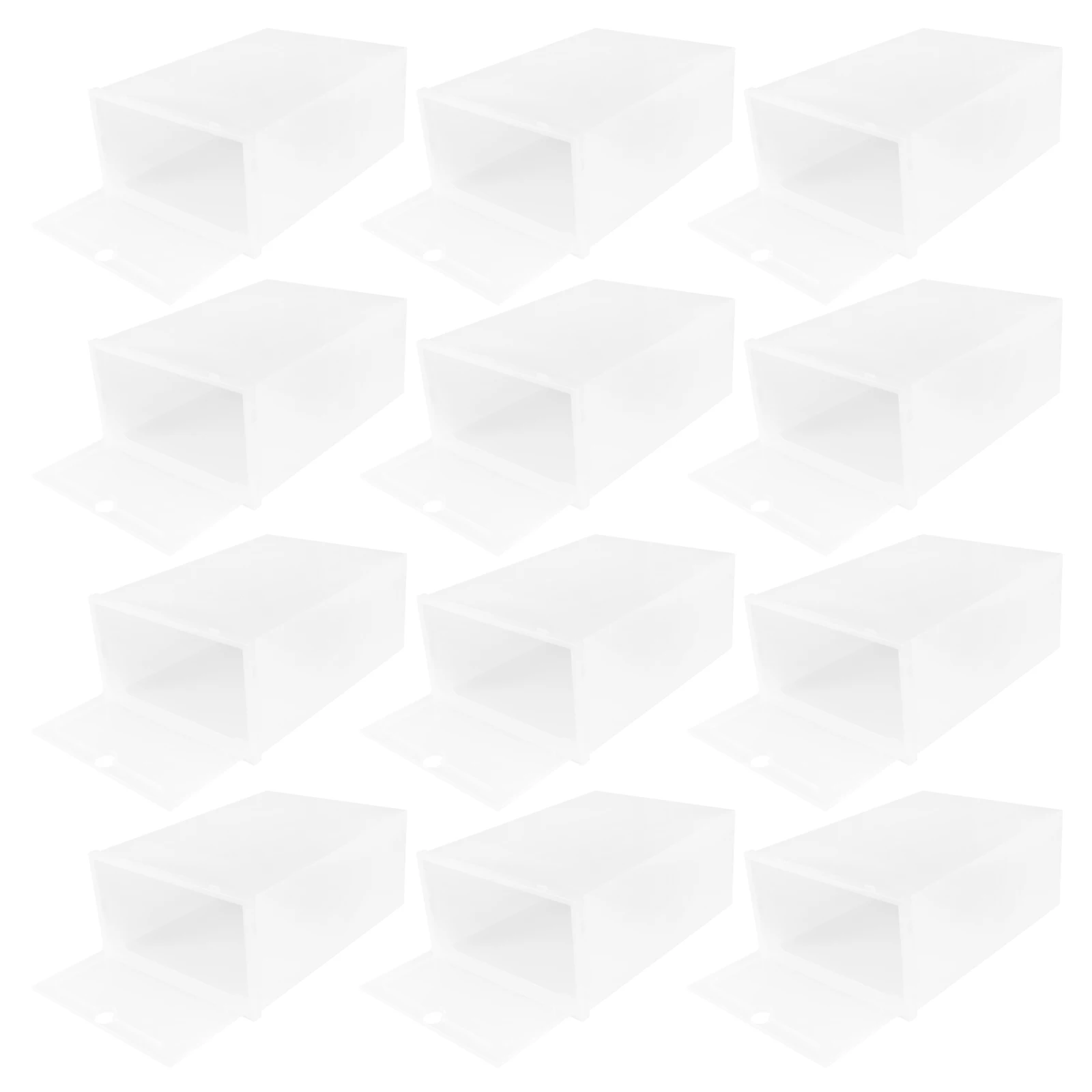

12pcs Shoe Box Storage Clear Stackable Wardrobe Organizer Shoes Boxes Bins Rack White Transparent Door Keep Home Tidy House