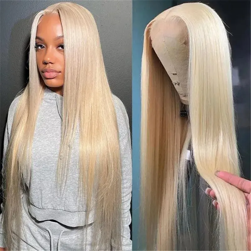 Rosabeauty 13x6 Blonde 613 HD Glueless 13X4 Frontal Wig Preplucked 250% 40Inches Straight Lace Front Human Hair Wigs For Women