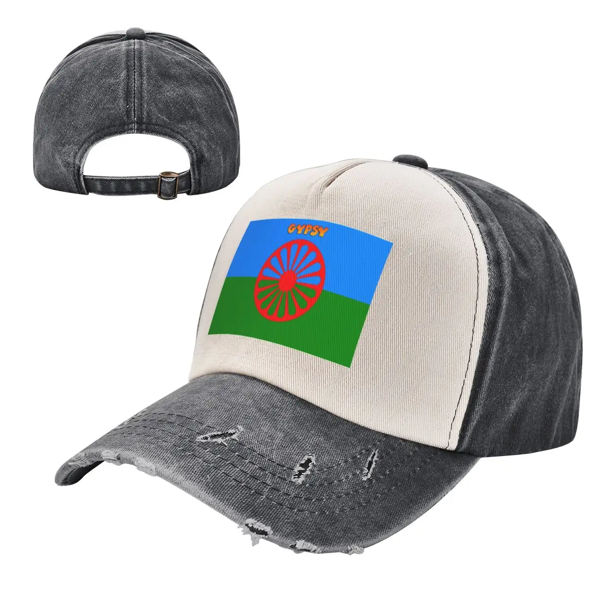 

Unisex Fashion Gypsy Romani Peoples Flag Washed Baseball Caps