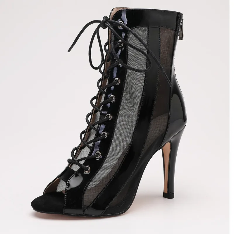 Zapatos de tacón cómodos y sexys para mujer, botas con punta abierta, Stilettos para baile de Jazz y salón, suela de ante personalizable, talla