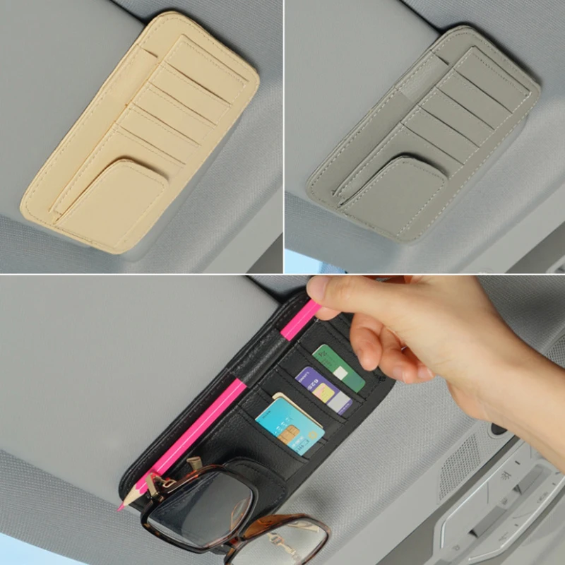 Car Visor Organizer Multi-Pocket Pouch Bag Card Glasses Storage Holder Scratch-resistant Auto Visor Holder For Car Interior