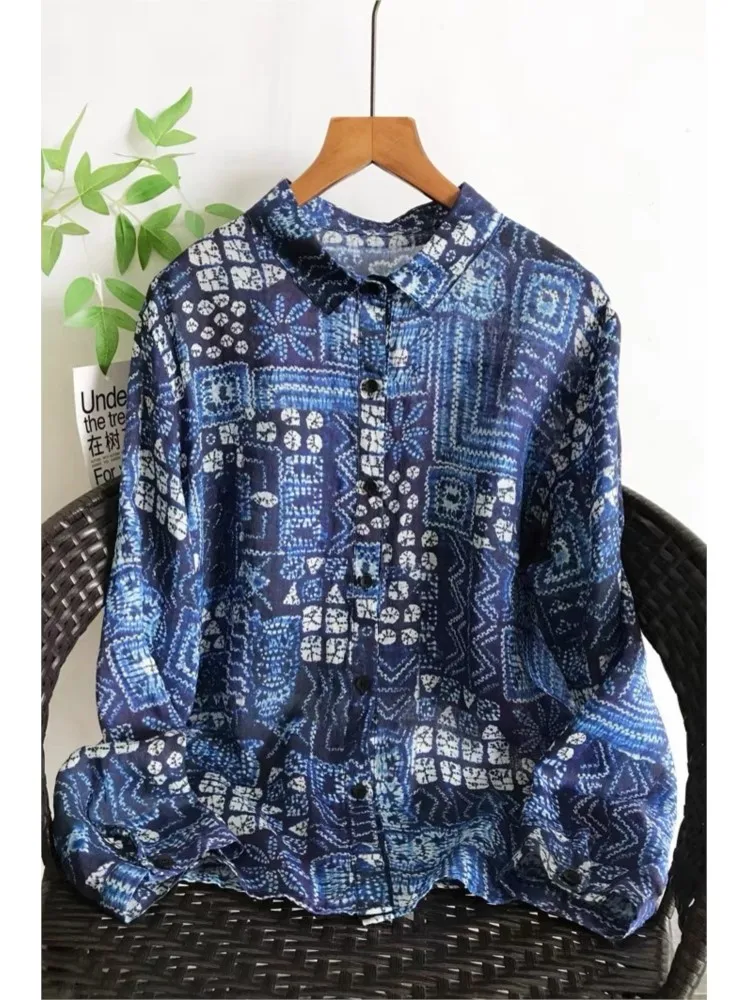 オーバーサイズ秋服女性用花柄プリントファッションカジュアルレディースブラウスゆったり長袖女性用シャツ