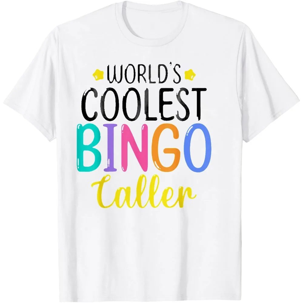 World's Coolest Bingo Caller Graphic T Shirt Colorful Slogan Print Bingo Game Lover Player Gift Casual Streetwear Tops