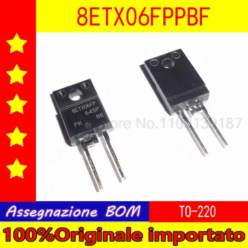 10pcs/lot  8ETX06FPPBF 8ETX06FP TO220FP Schottky diode 600V 8A