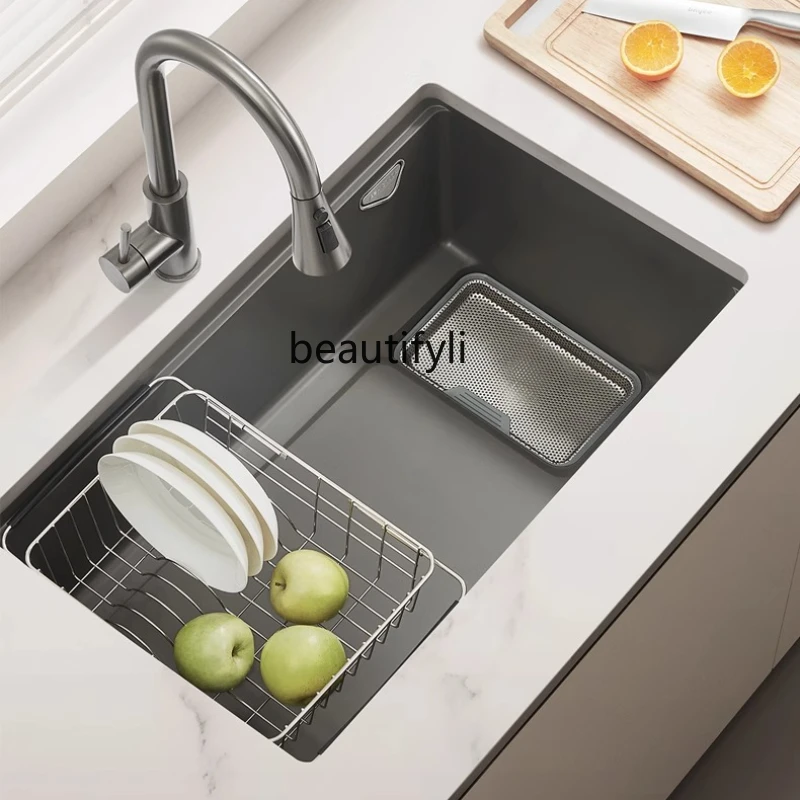 

Quartz stone sink double large single slot multi-functional ladder vegetable basin dishwasher set
