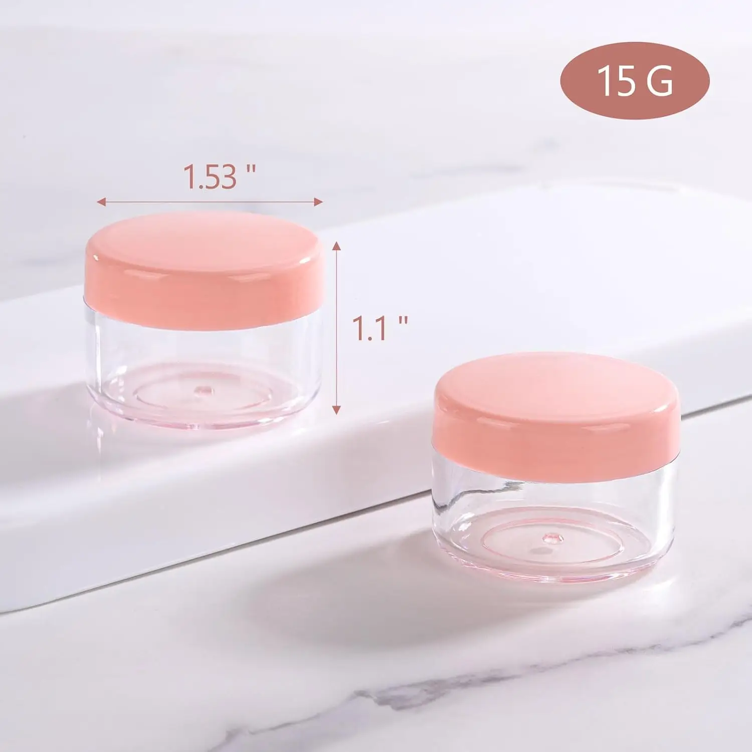 50 Stück 15g Kleine Probenbehälter Make-up Plastikdosen mit Deckeln Reise-Leerflaschen Make-up-Organizer Aufbewahrung – Detail 2