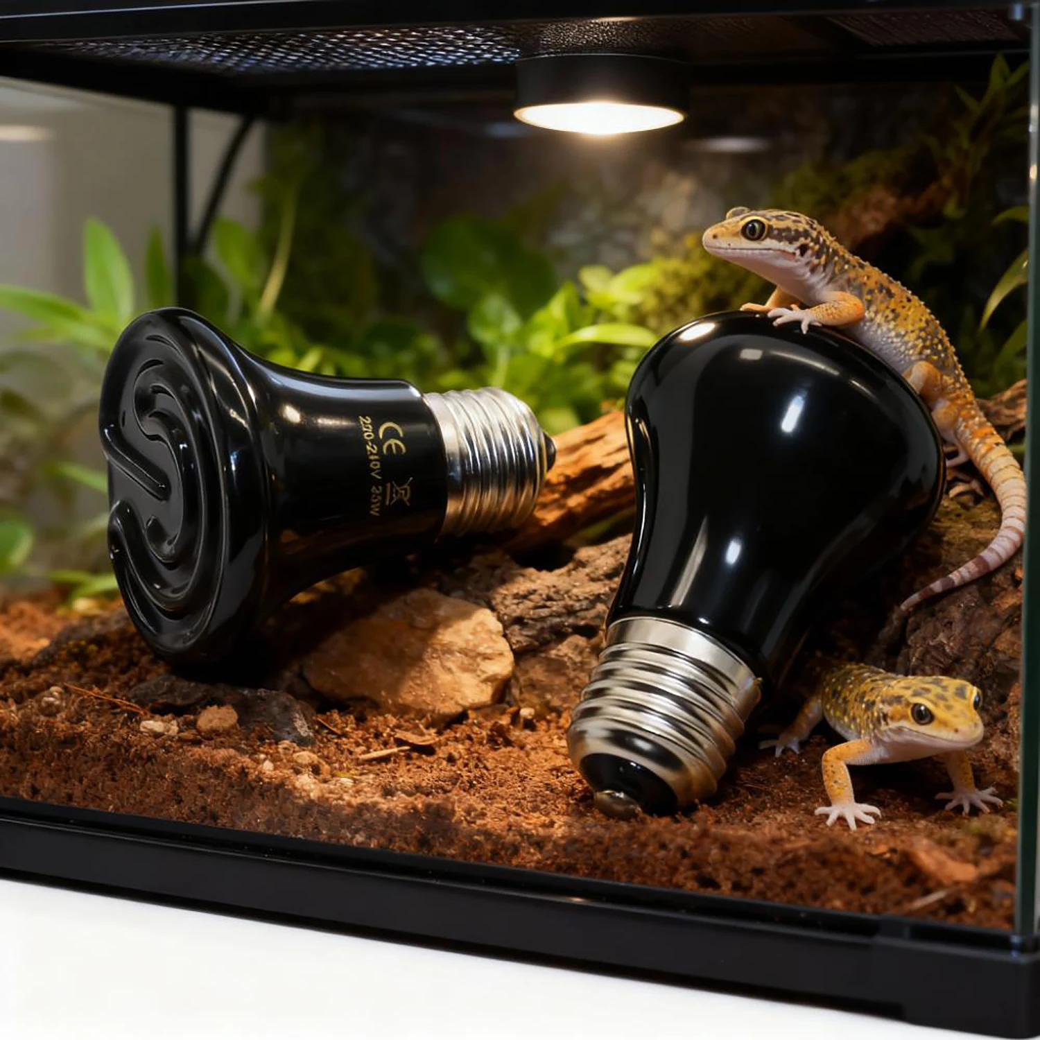 25/50/75/100W Reptiles cerámica IR emisor de calor Mini lámpara de calefacción cónica para serpiente lagarto leopardo Gecko camaleón tortuga