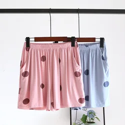 Nuevos pantalones cortos japoneses de verano para mujer, pijamas informales 100% de algodón con puntos finos y bonitos, pantalones de casa tejidos de talla grande, pantalones cortos para dormir