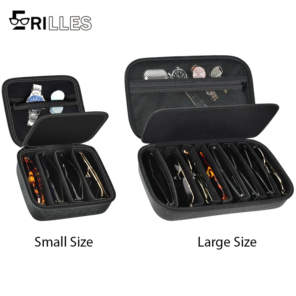 Hard Shell Eyeglasses Case, Portable Travel Glasses Box, Large Capacity Storage Organizer for Sunglasses, Anti-Crush, Black