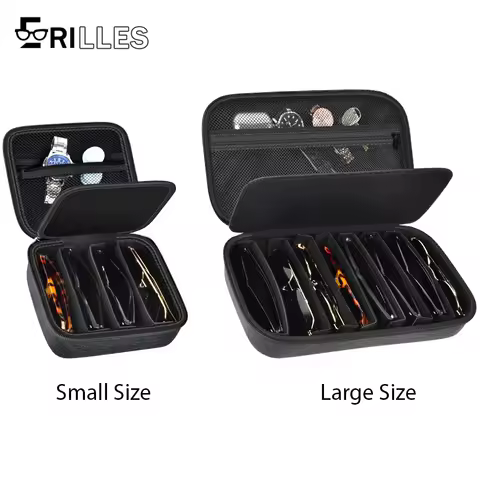 Hard Shell Eyeglasses Case, Portable Travel Glasses Box, Large Capacity Storage Organizer for Sunglasses, Anti-Crush, Black