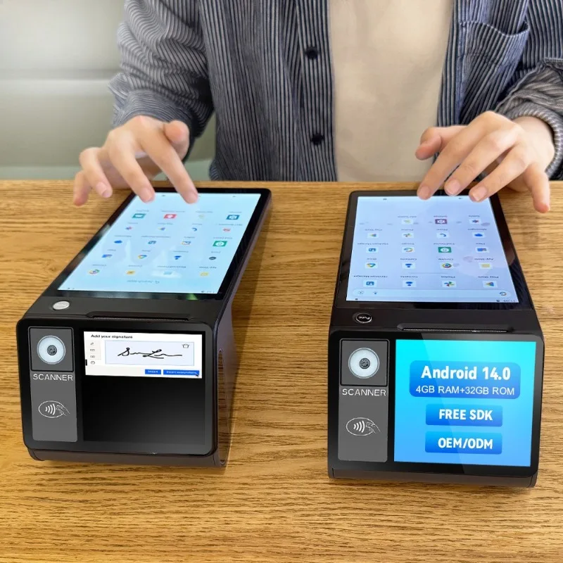 Self-service cash register Android POS machine, movable touch screen automatic order scanning code printing handheld smart