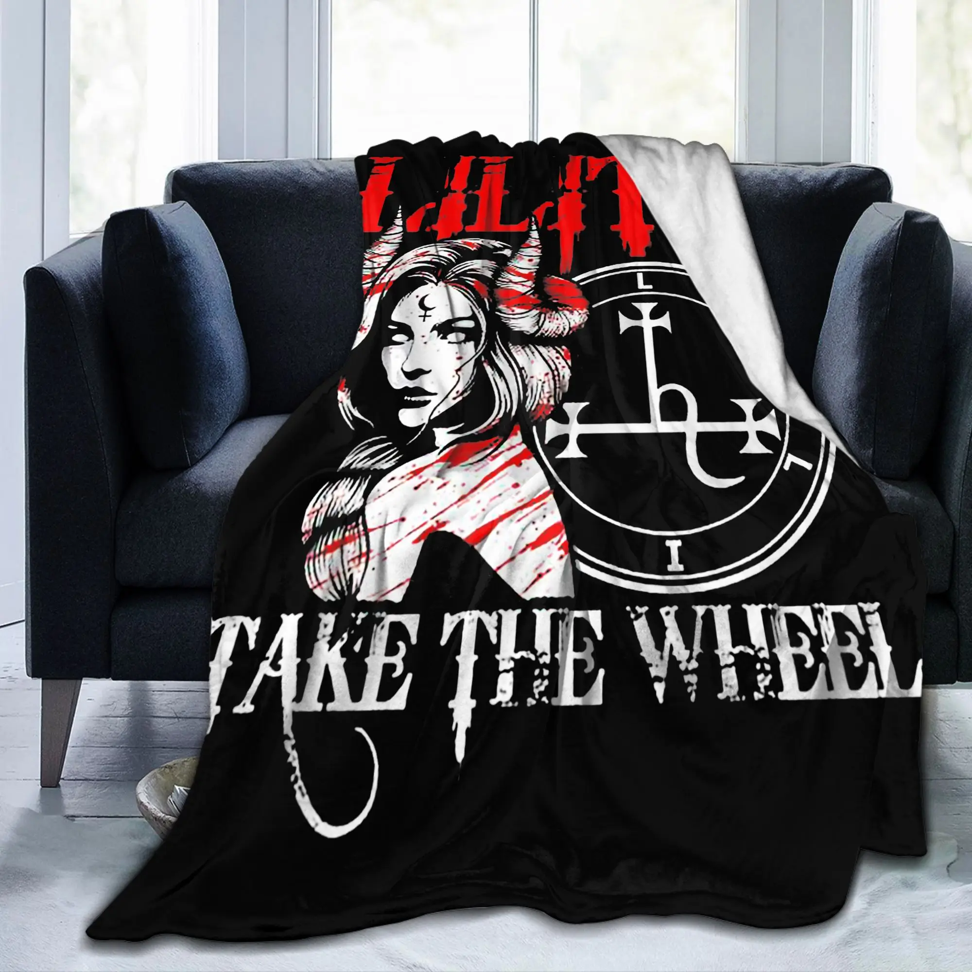Lilith Take The Wheel Gothic Blanket Mythology Folklore Wool Awesome Breathable Bedding Throw Blankets Couch All Season Office