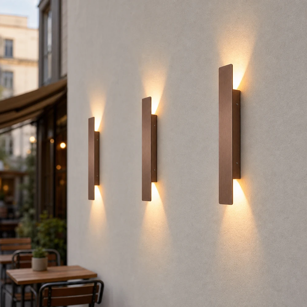 18W LED Wall Light Indoor Outdoor Wall Sconce Up Down 3000K Warm White Brushed Coffee Modern Aluminum Hardwired