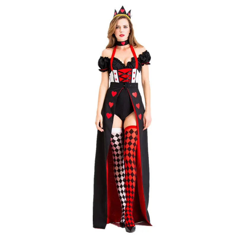 أزياء الهالوين بوكر على شكل قلب برينك للمسرح، أزياء الملكة الحمراء مناسبة لعبة المحكمة الملكة، ألياف البوليستر 00% الصينية التقليدية...