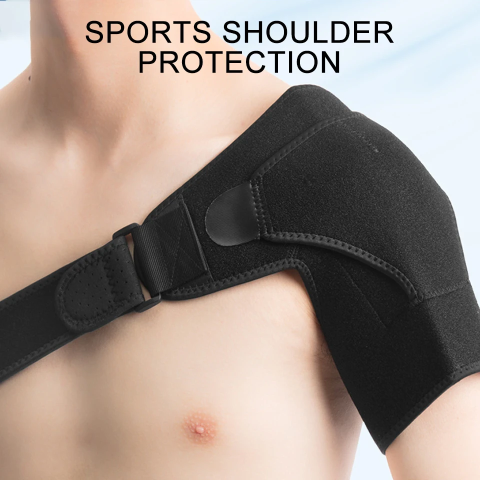 Guard Strap Wrap Belt Band Pads Adjustable Breathable Gym Sports Care Single Shoulder Support Back Brace Black Bandage Men women