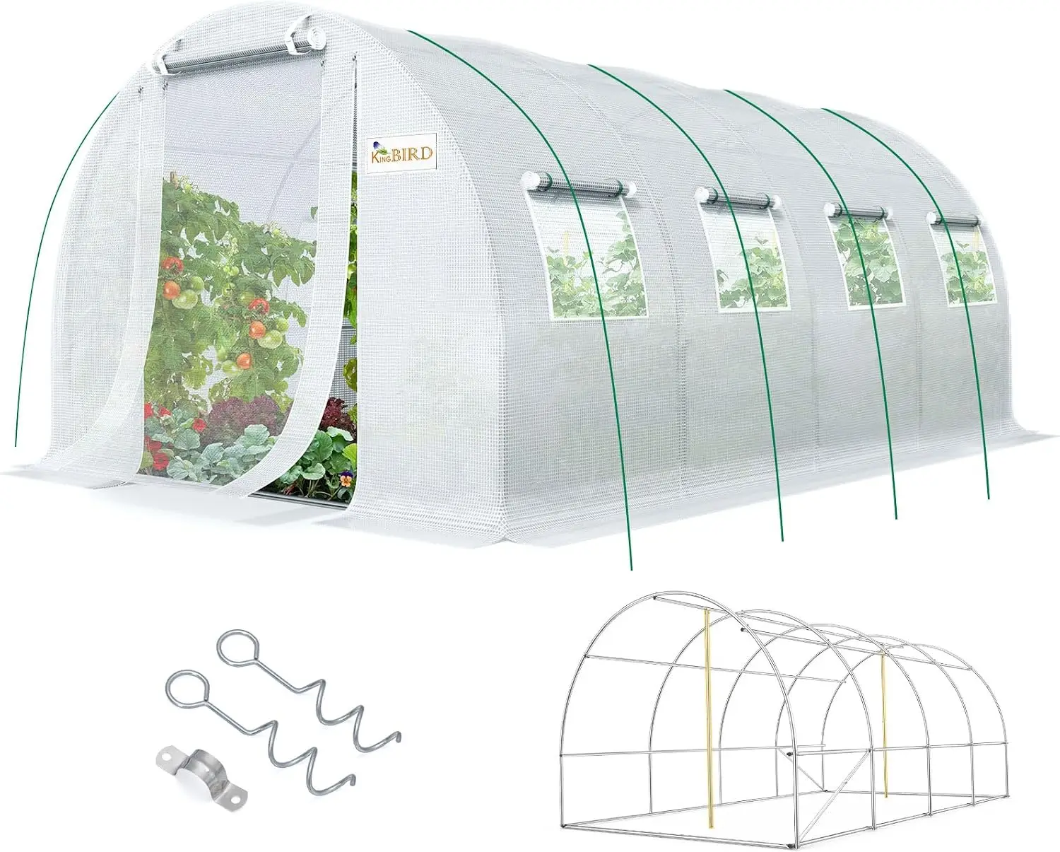 Premium 20x10x6.6FT Greenhouse for Outdoors, Large Walk-in Upgraded Galvanized Metal Frame, Mesh Door Screen Window Improved Zip