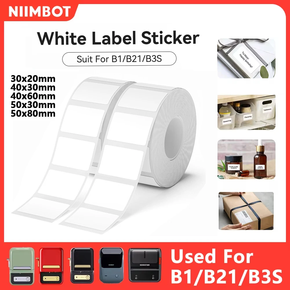 Niimbot B1 Mini Portable Thermal Printer Label White Sticker Waterproof Paper Label Anti-Oil for B21 Adhesive Label Printer Hot