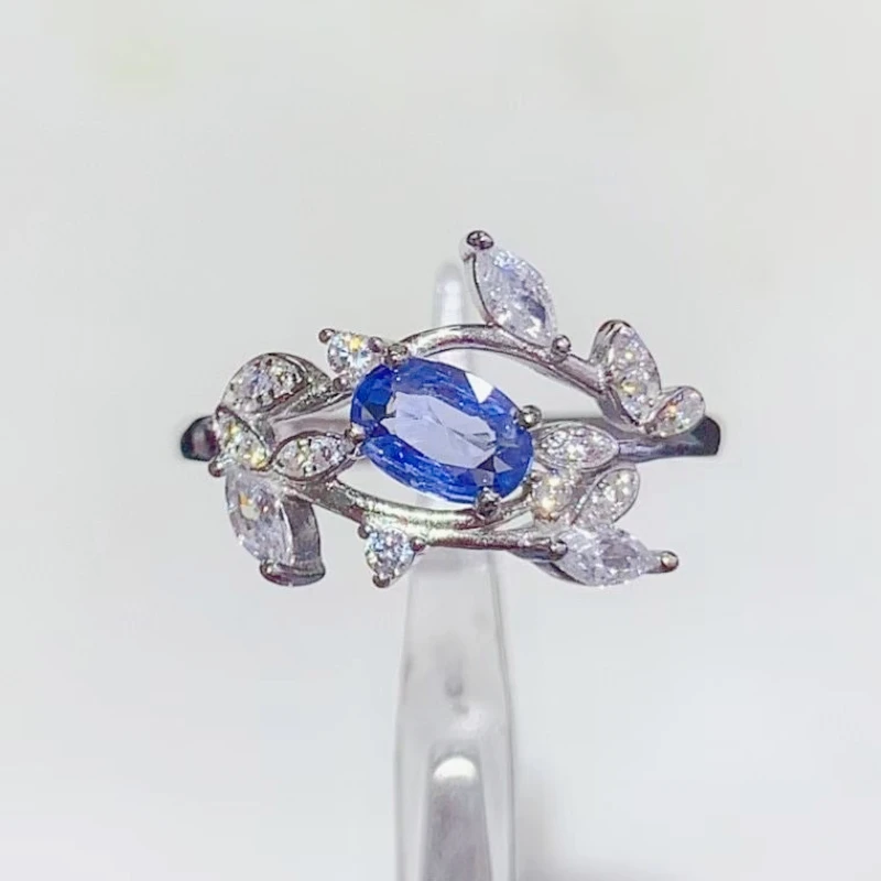 

Серебряное кольцо с веточкой из серебра 925 пробы, 4х6 мм, 0,5 карата, с натуральным танзанитом, с сертификатом, позолоченное 18-каратным золотом, серебряные украшения с танзанитом