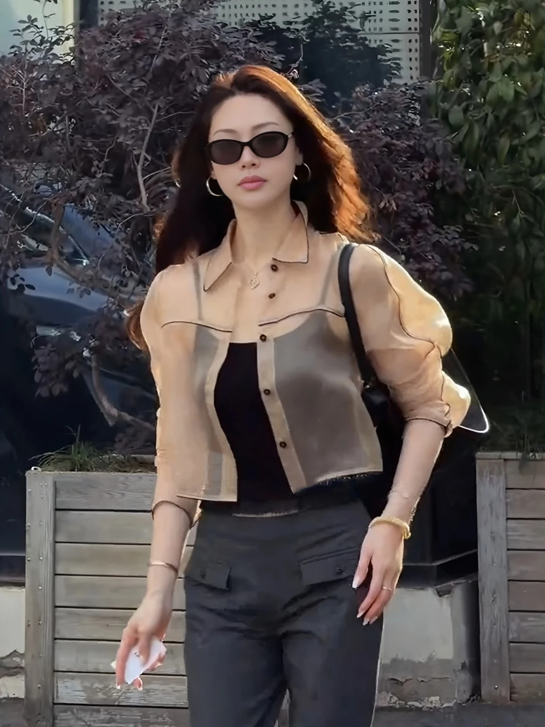 Retro Style Women's Sun Protection Shirt Thin  Collar Transparent Design Long Sleeve Short Coat French Style Fashion