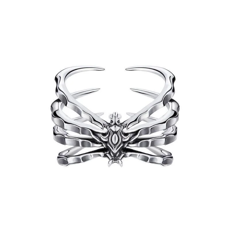 Personality Spider Design Ring For Men Jewelry Trendy 925 Silver Male Index Finger Ring Adjustable