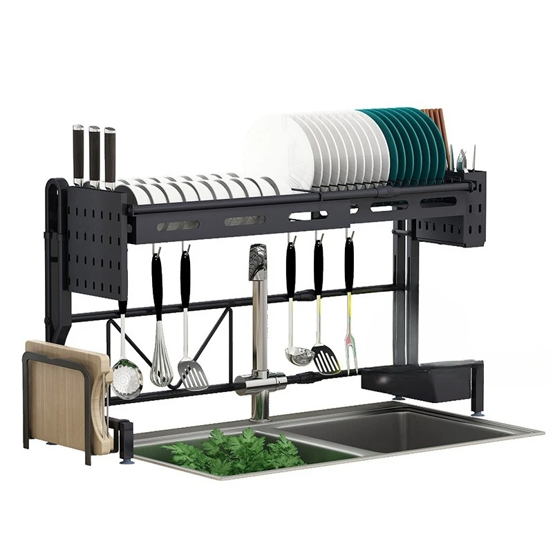 Étagère de cuisine rétractable, support de bol de vidange domestique, évier en acier inoxydable, support de rangement de vaisselle, support de filtre à eau