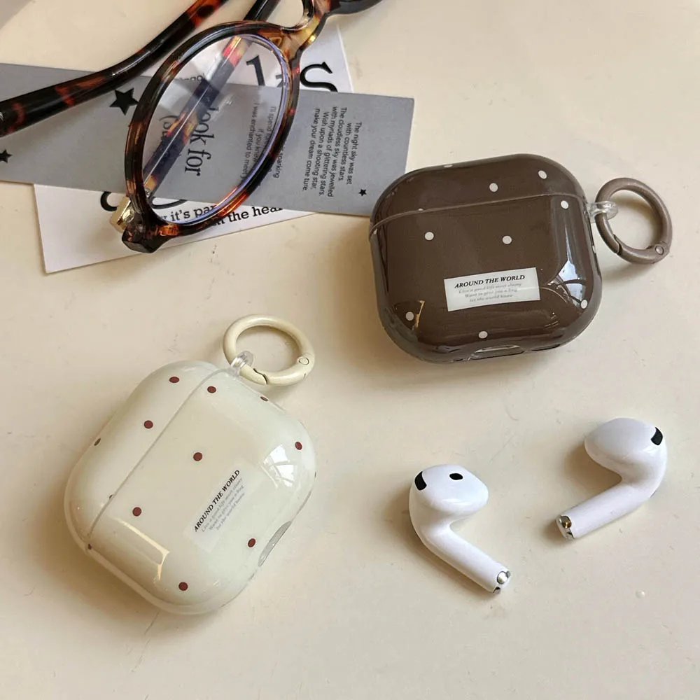 For AirPods 5 4 2 3 1 Coffee Colored Beige Smooth Case With Ring For AirPods Pro 2 AirPods Pro3 2025 Soft Lovely Anti-fall Cover