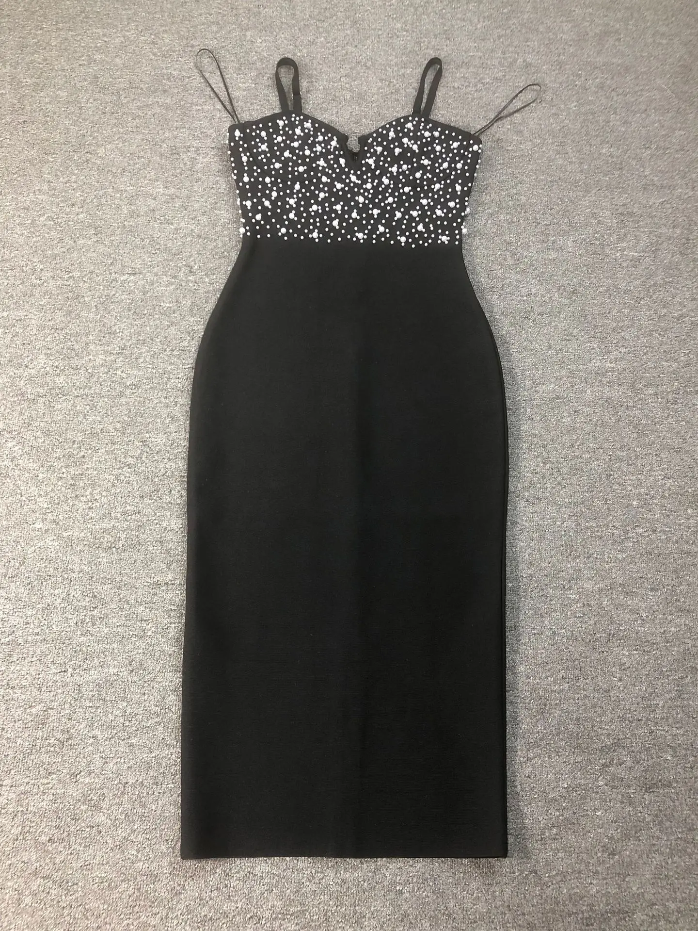 جديد أزياء المرأة الفاخرة عيد ميلاد ضمادة اللباس الأنيق اللؤلؤ Bodycon أحمر أسود حزب ثوب مسائي فساتين عطلة النادي الليلي