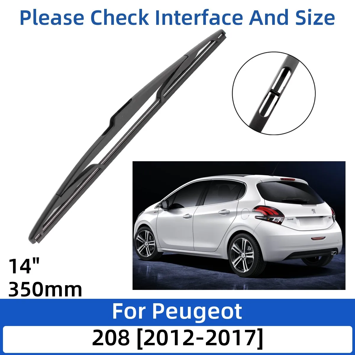 Kit Essuie-Glace 3 Pièces Pour Peugeot 208 2012-2017 - Avant 26"+16" + Arrière 14"