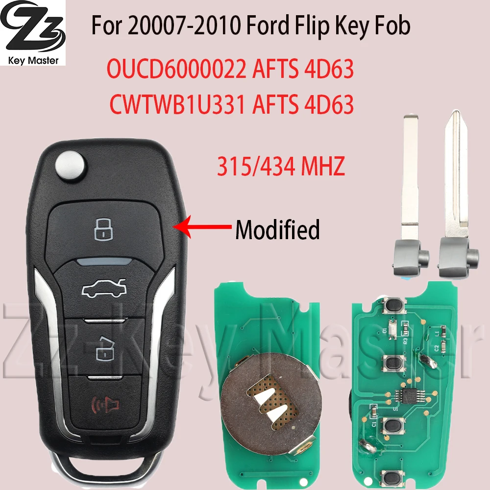 

Zz Modified CWTWB1U345/OUCD6000022 4D63Chip Flip Car Remote Key or Ford Focus Edge Escape Ranger Mustang Flex Mercury Lincoln