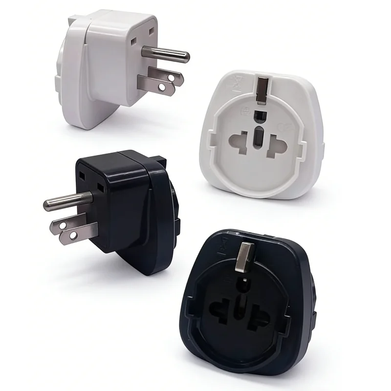 1PCS Black White Universal EU/US/AU to US Type B Travel Adapter Plug 10A 250V Grounded Power Plug Converter for USA/Canada/Japan
