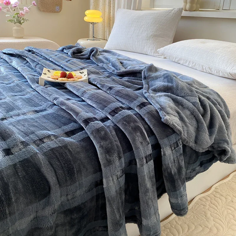 1PC Vertical Jacquard Three-layer Composite Blanket, Soft and Skin-friendly Blanket, Living Room Lunch Break Warm Bed Cover