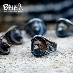 Beier 316L stainless steel Norse Viking Nordic Wolf Animal Men's Rings Punk Party High Quality Jewellery BR8-702