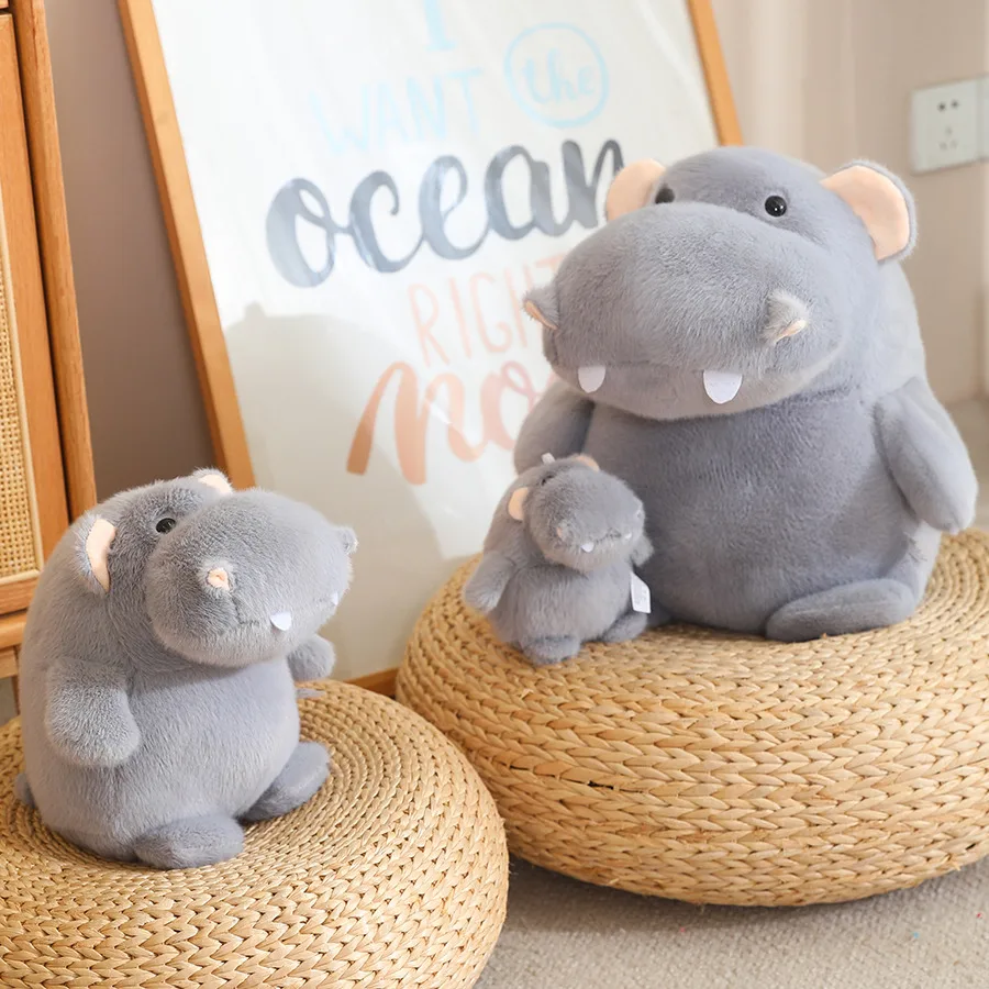 New Simulation Hippo Plush Toy Soft Stuffed Cartoon Hippopotamus Animal Doll Home Decoration Baby Kids Birthday Christmas Gifts