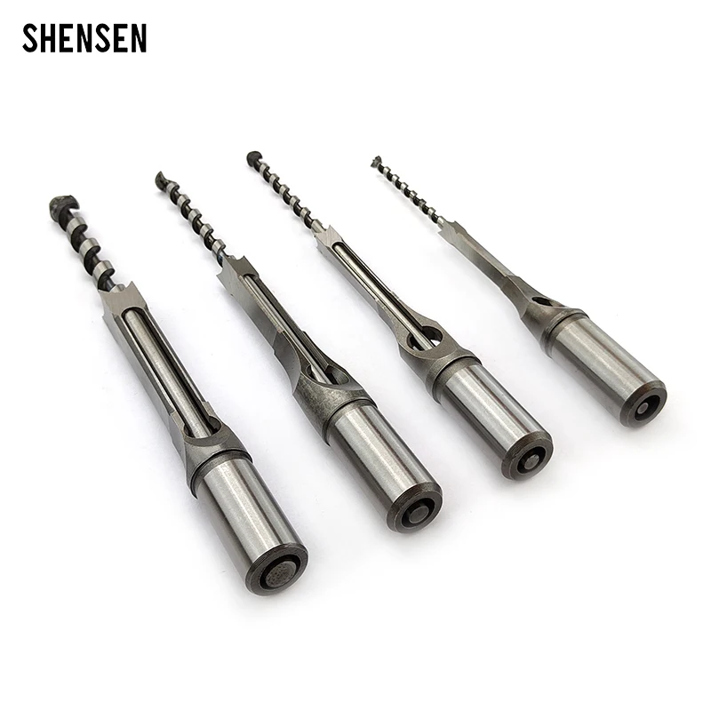 

4Pcs 6.35-12.7mm HSS Twist Square Hole Drill Bits Auger Mortising Chisel Extended Saw for Woodworking Tools