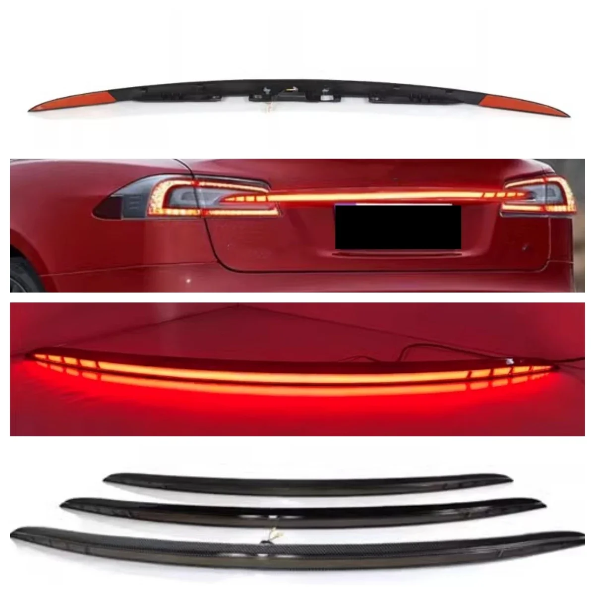 Body Kit Rear Through Lamp for Tesla Model S 14-20 Convert Led Center High Mounted Stop Lamp Brake Light Car Accessorie
