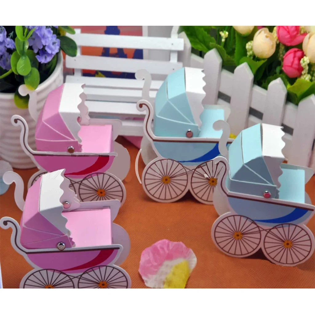 Creative Baby Carriage Candy Box Christening &Baptism Party Supply Baby Shower It\'s A Boy Or It\'s Girl Party Baby Birthday