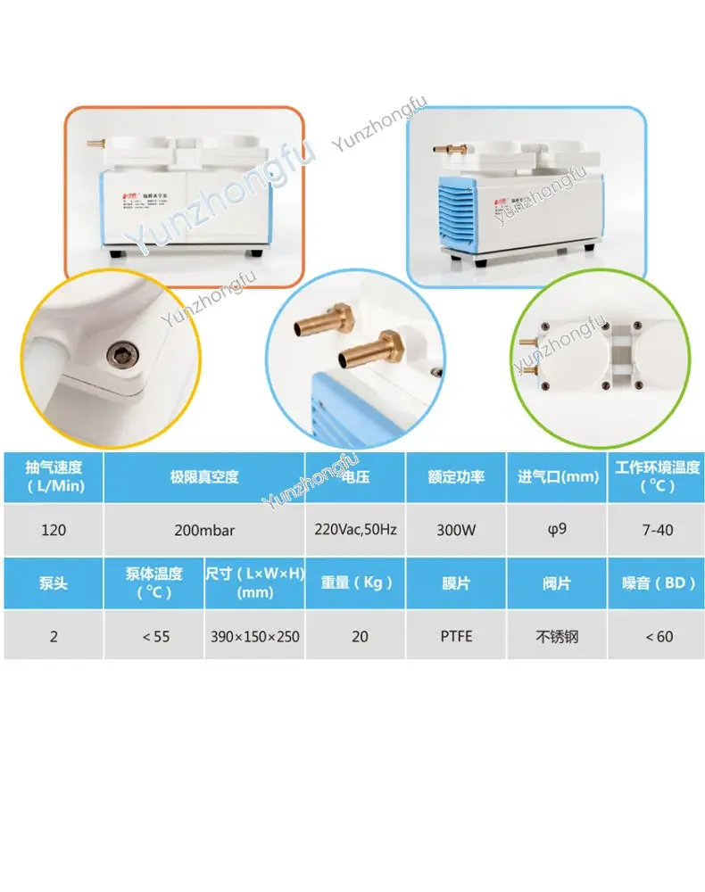 GM-2 Large Flow Vacuum Pump 120L Laboratory Filter Pump Oil-Free Diaphragm Pump Corrosion Resistance