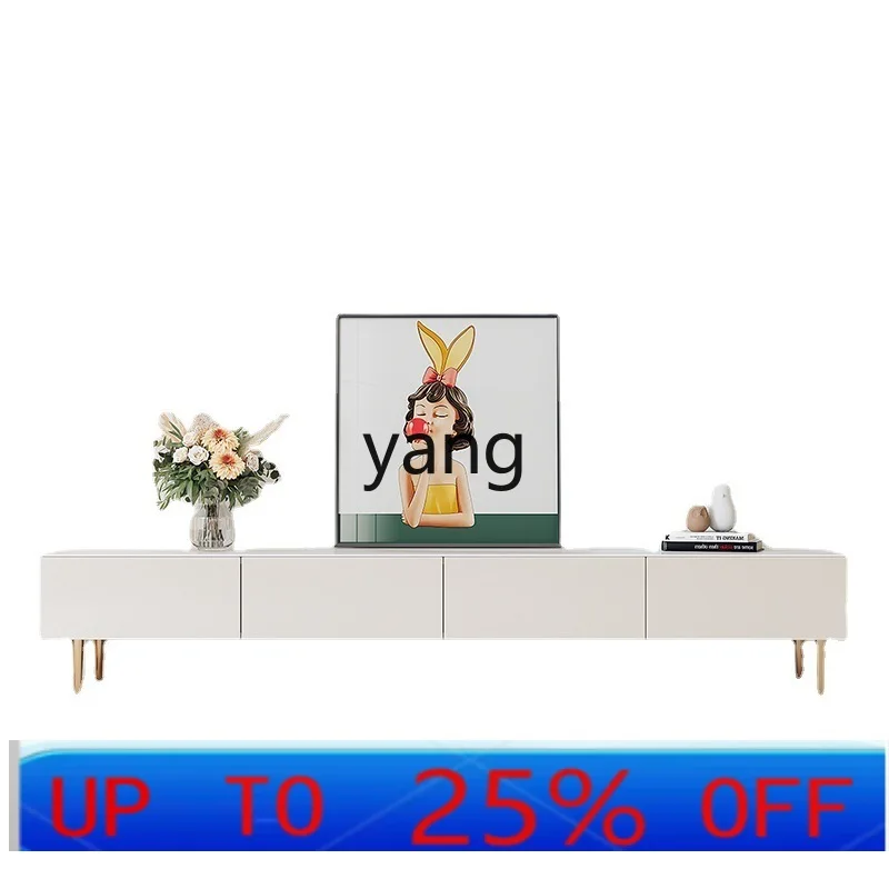 

LMM modern simple rock panel TV cabinet coffee table combination Italian minimalist living room small apartment