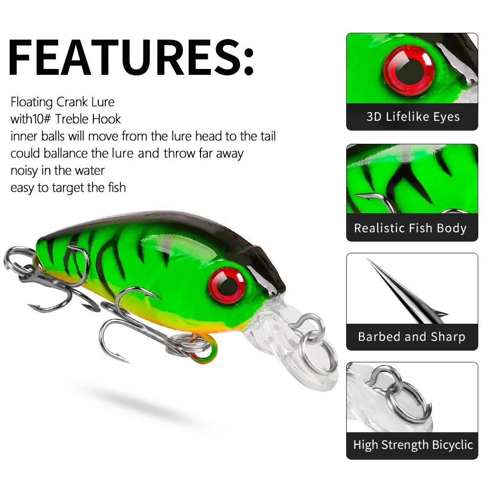 Señuelo Minnow Crankbait Cebo Duro Topwater para Black Bass