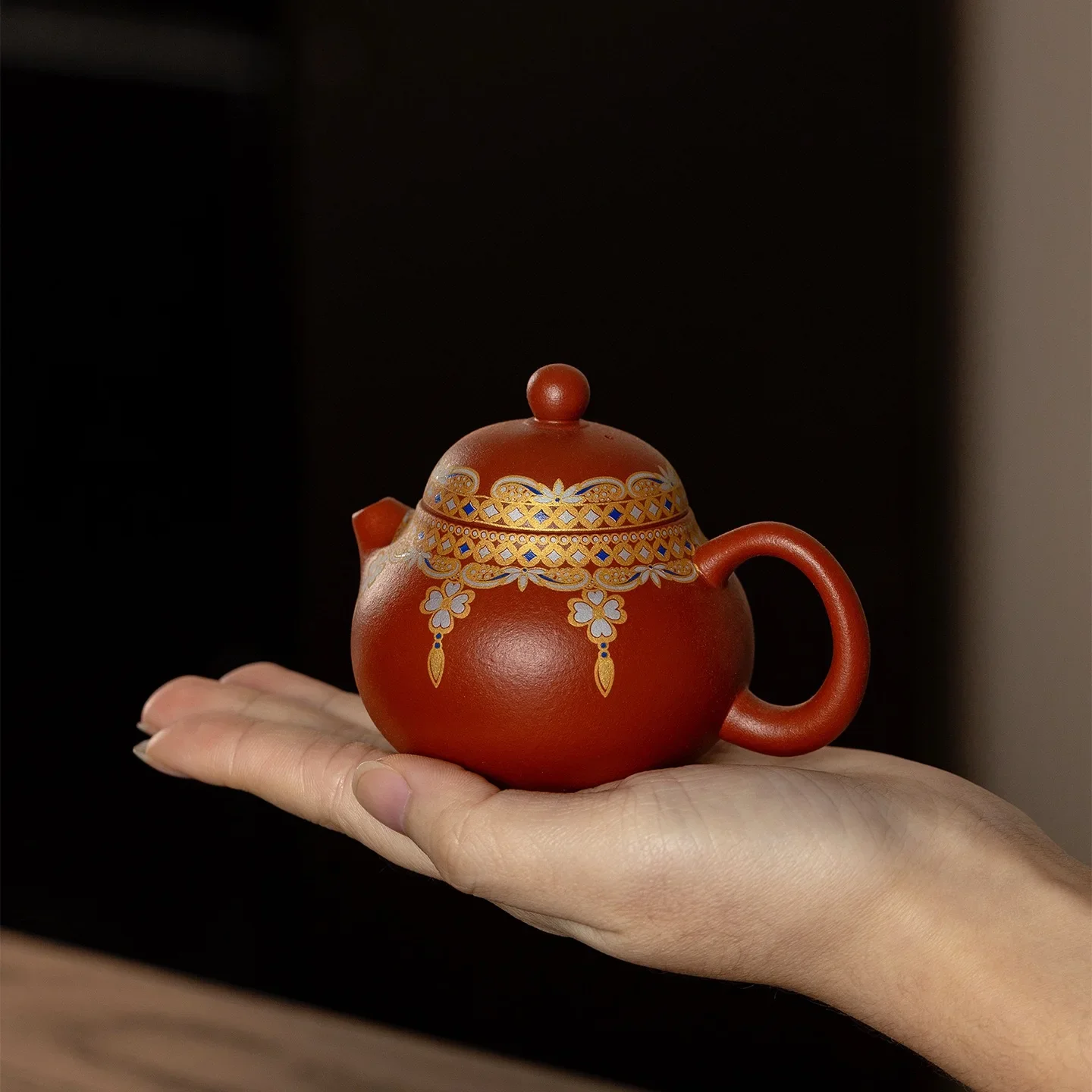90ML Raw Ore Cinnabar Mud Purple Sand Brewing Teapot Kung Fu Tea Set Guofeng Bronzing Wendan Pot Ball Hole Filter Small Teapot