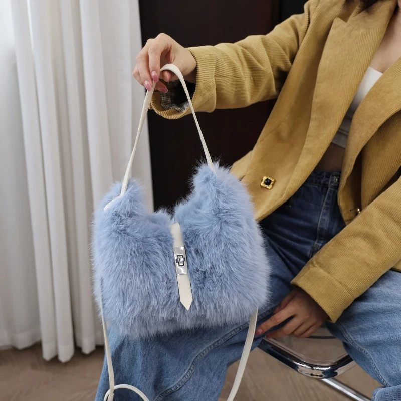 ﻿   حقائب كتف عصرية من القطيفة المنفوش للنساء لخريف وشتاء جديد حقيبة تحت الإبط عصرية فاخرة للإحساس للشباب والركاب Sle