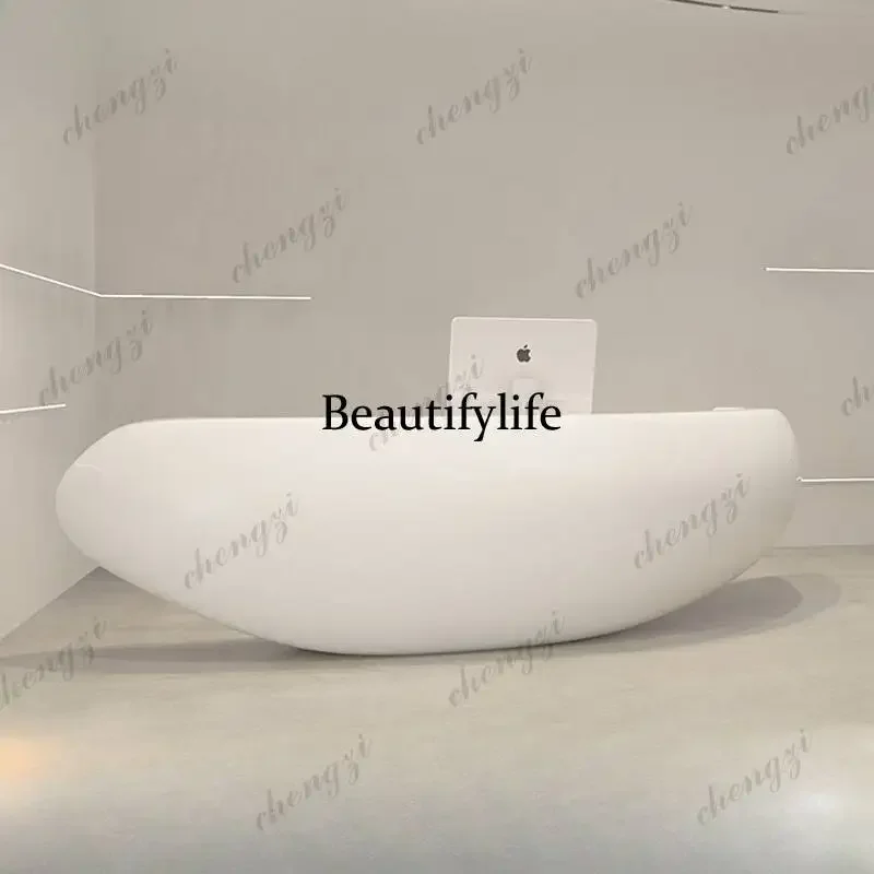 Painting Company Reception Desk Beauty Salon Special-shaped Reception Desk Fashionable Simple