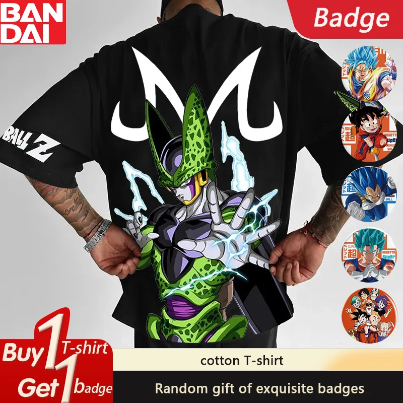 

Dragon Ball Animation GOKU Printed T-Shirt Cotton 2025 Summer Fashion Loose Men's and Women's Crew Neck Short Sleeves ins