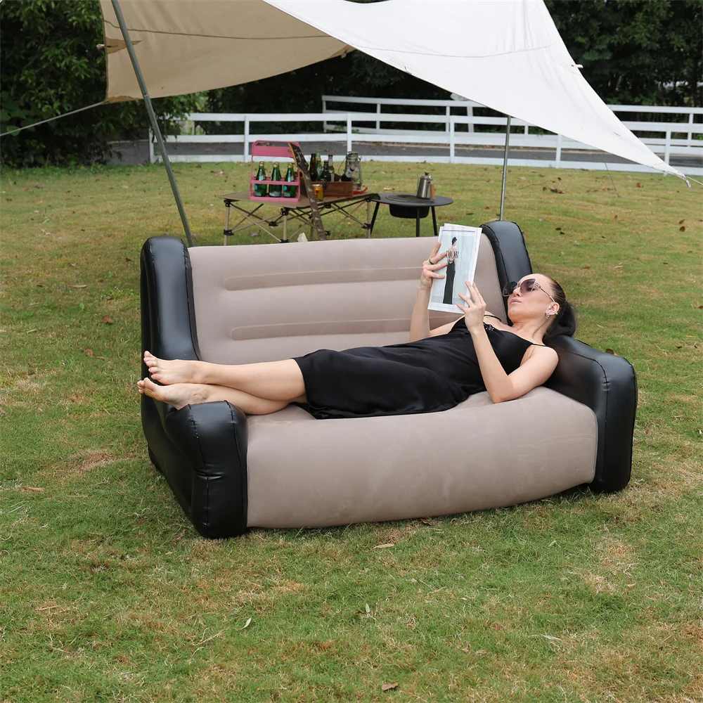 Sofá preguiçoso dobrável, espreguiçadeira inflável, dobras duráveis espessadas, espreguiçadeira de jogos compacta, banco de ar para lazer, cama, dormir