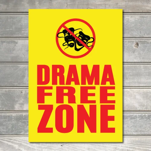 No Drama Free Funny Novelty Silly Gag Positive Vibes Bar Sign Decor Metal Plaque