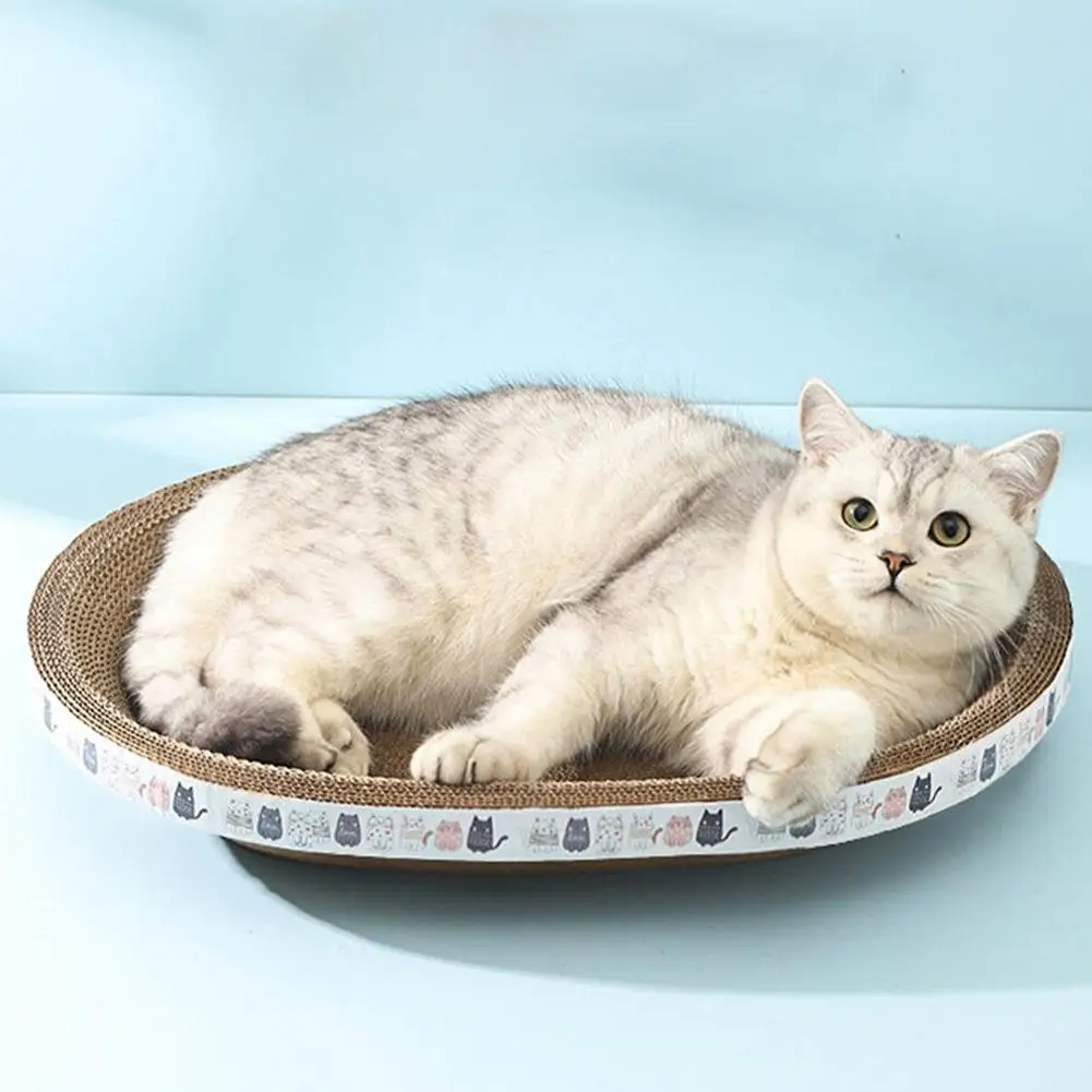 Langlebiges Wellpappe-Kratzbett für Katzen, rund, oval, Kratzmatte, Schale, Nest, nicht haarverlustend, Krallenspielzeug für große Katzen, Ruhegeschenk – Detail 10