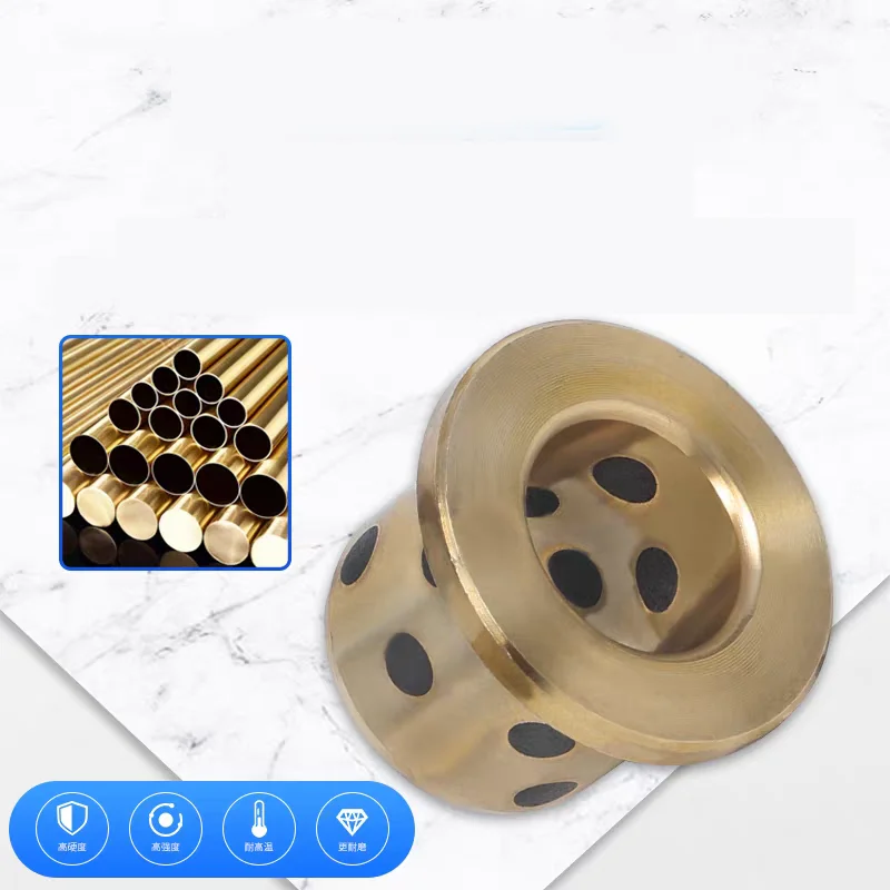 JFB Flanged Bronze Sleeve ID 5~16mm Graphite Inlaid Oilless Self-lubricating Mechanical Sliding Bushing Bearing